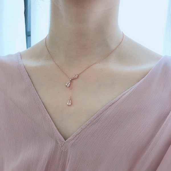 Collana con fiore di ciliegio in cristallo rosa in argento sterling 925
