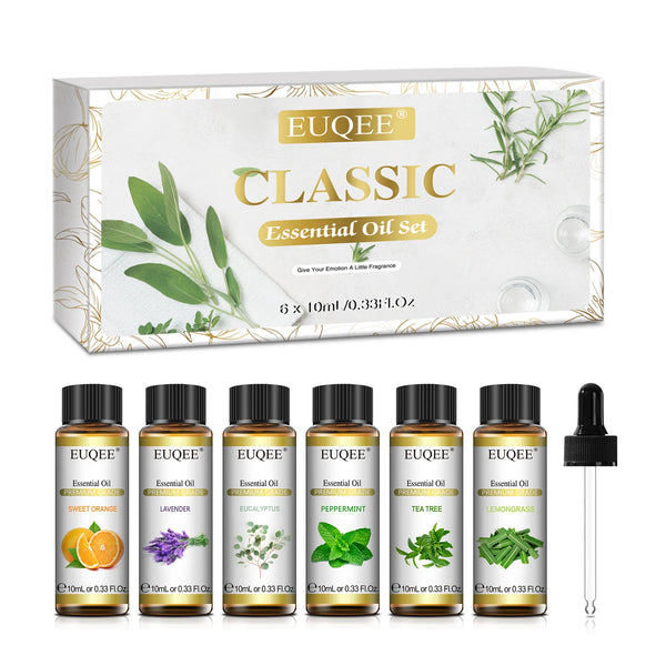 Oli essenziali EUQEE Lavanda Eucalipto Menta Piperita Tea Tree Arancia Dolce Citronella per umidificatori Diffusori aromatici 6 pezzi/set