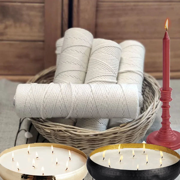 Kit di strumenti per la fabbricazione di candele con stoppino per candele da 100 m/rotolo, ecologico, fatto a mano, per appassionati, regali, stoppini in cotone per strumenti fai da te per la fabbricazione di candele.